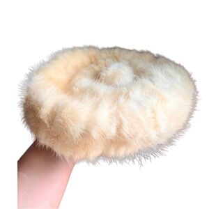 Vintage Designed By Lora Womens Cream Mink Fur Elegant Chic Circle Pillbox Hat